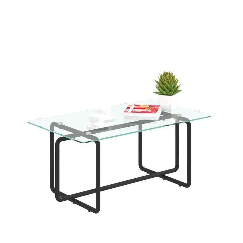 Modern Tempered Glass Coffee Table - Transparent Living Room Table