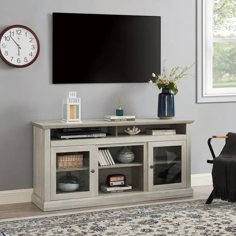 60" Modern TV Stand, Entertainment Center with Storage, Up to 65", Stone Gray