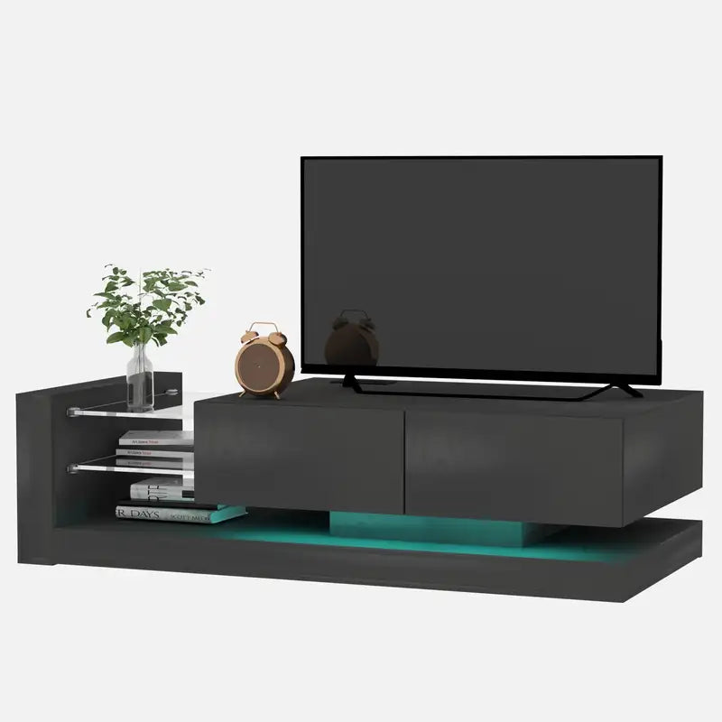 75" TV Stand with RGB LED Lights & Storage - Modern Entertainment Center