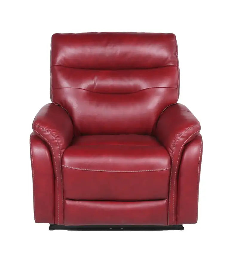 Wine Red Top Grain Leather Power Recliner with USB & Home Button