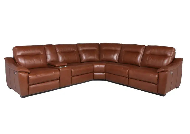 Whiskey Coach Leather Sectional Sofa: Top-Grain Leather, Spacious Seating