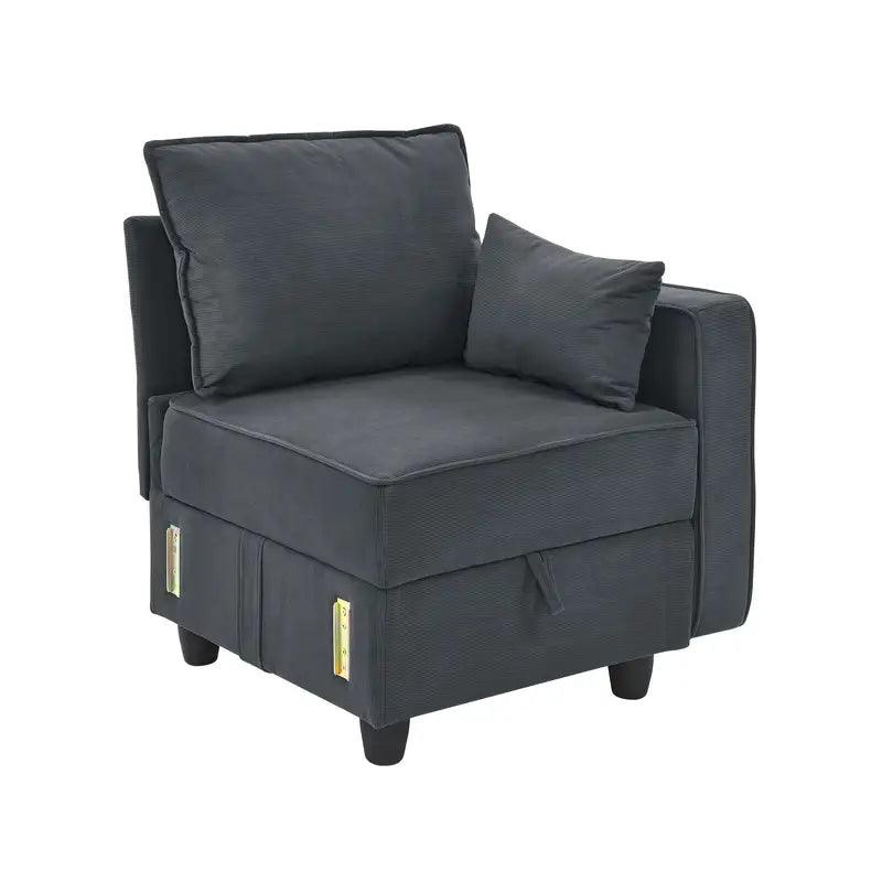 Gray Corduroy Velvet Armchair Sofa Module