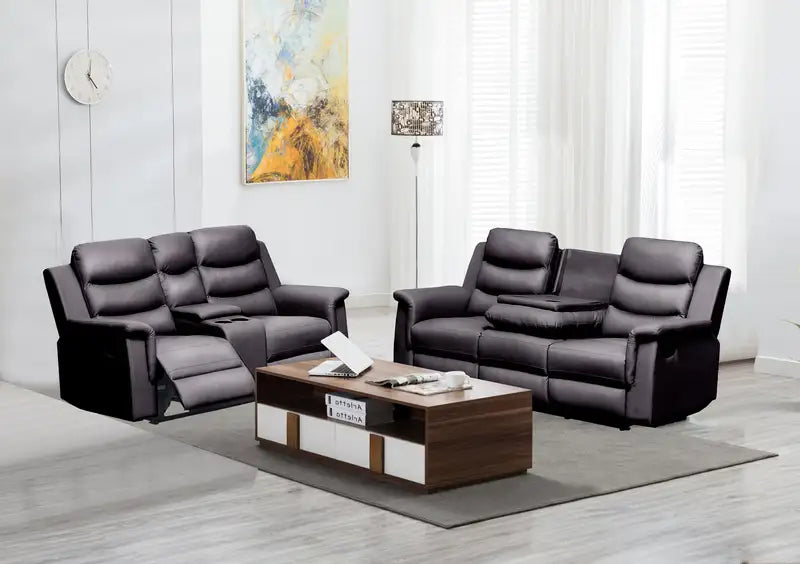 Black Reclining Loveseat Slipcover with Console - Stretch Sofa Cover