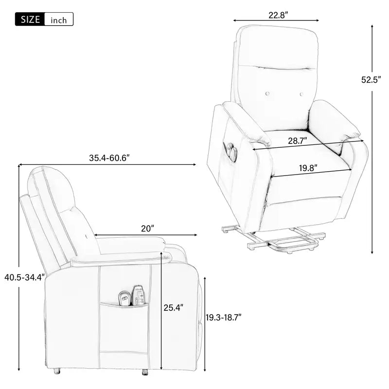 Power Lift Recliner Chair with Massage & Heat - Squirrel Grey