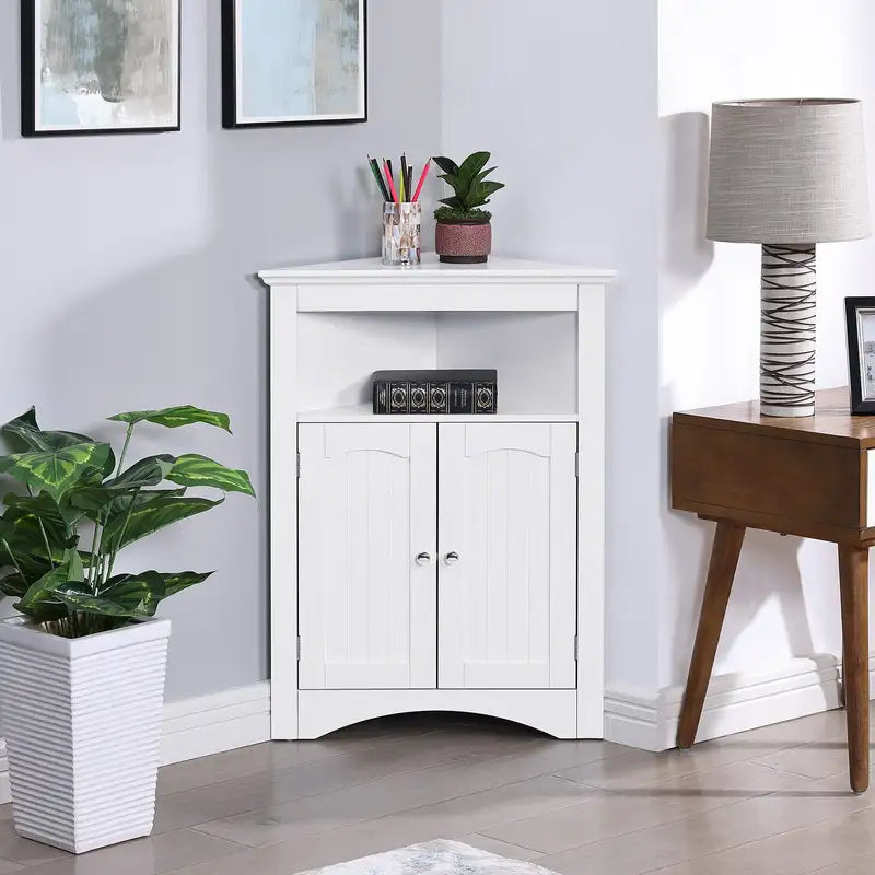 Corner Cabinet with Doors & Shelves - Bathroom, Kitchen, Living Room Storage