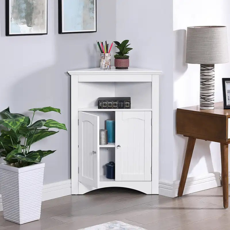 Corner Cabinet with Doors & Shelves - Bathroom, Kitchen, Living Room Storage