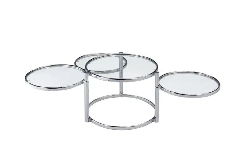 Modern Chrome & Glass Nesting Coffee Table Set