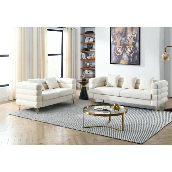 White Teddy (Ivory) 3+2 Seater Sofa Combination