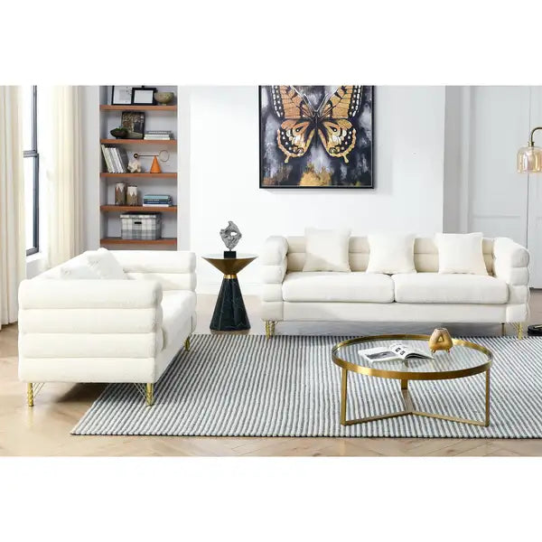 White Teddy (Ivory) 3+2 Seater Sofa Combination