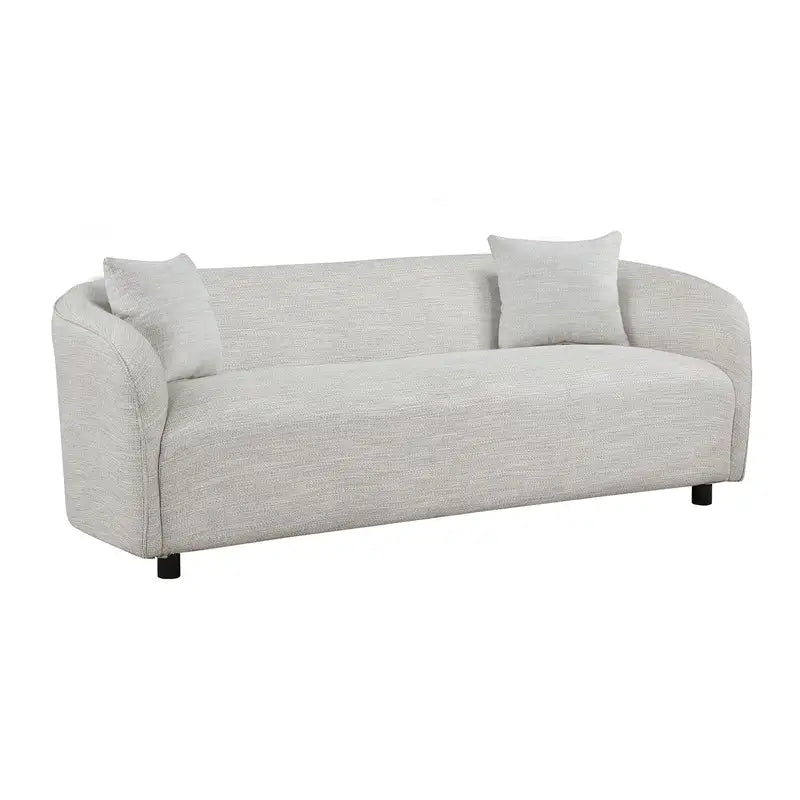 Grey Bouclé 3-Seater Sofa - Comfortable Living Room Couch