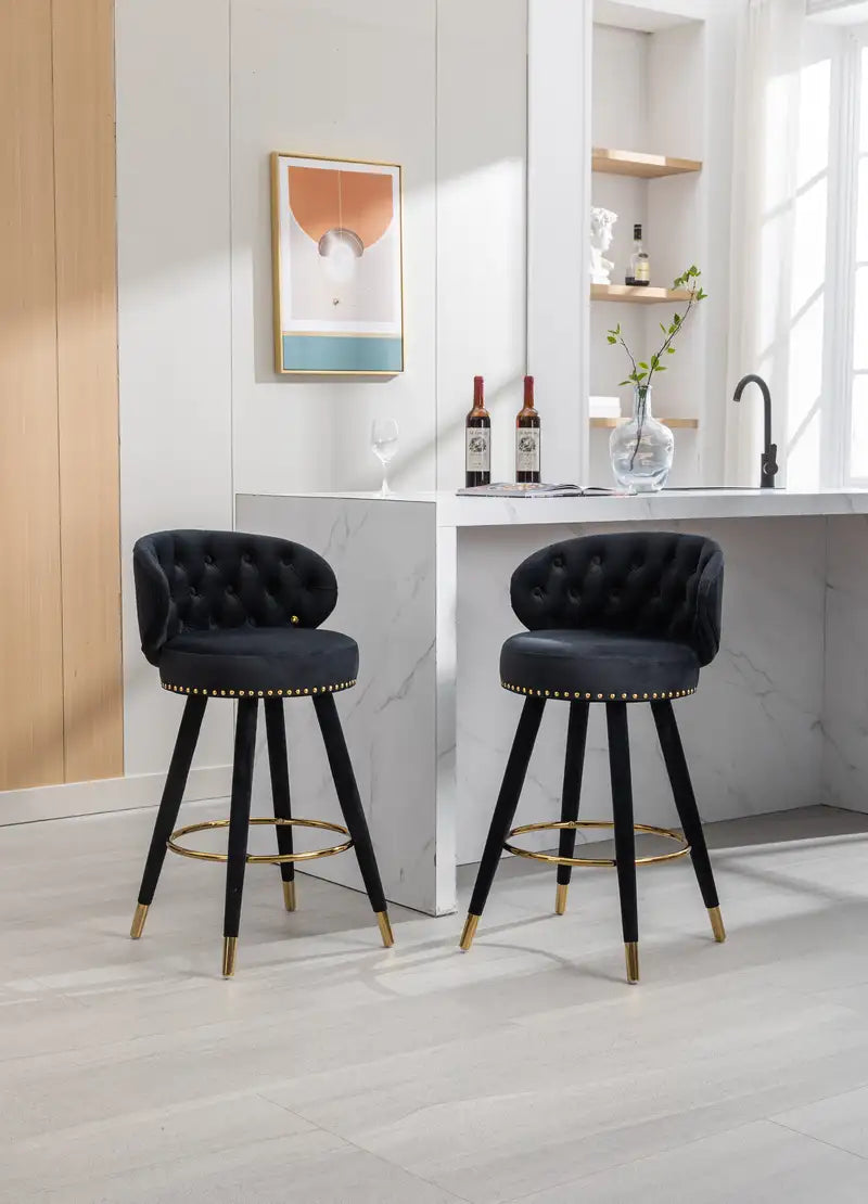 COOLMORE 2-Piece Counter Height Bar Stools - Solid Wood, 36"