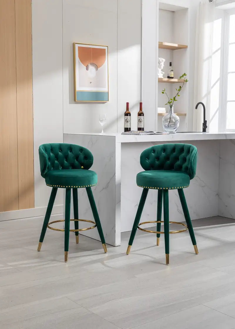 COOLMORE 2-Pack Counter Height Bar Stools - Solid Wood Legs, 36" Seat Height