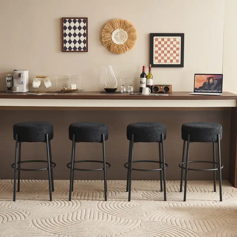 Contemporary Bar Stools (Set of 2), 30" Tall, Upholstered, Sturdy