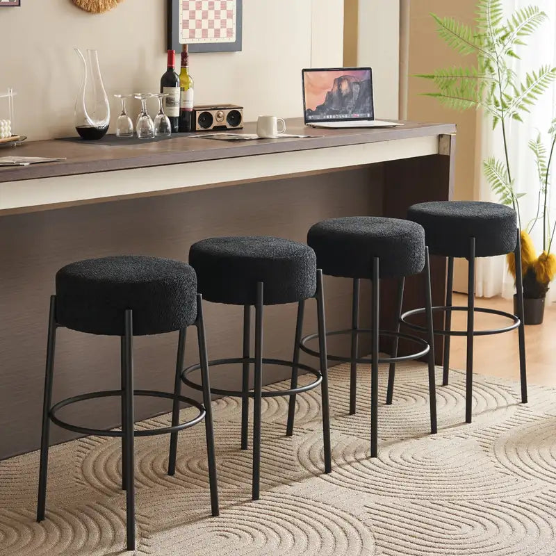 Contemporary Bar Stools (Set of 2), 30" Tall, Upholstered, Sturdy