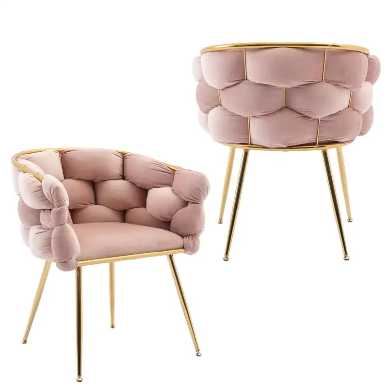 Pink Velvet Accent Chairs (Set of 2) - Modern, Luxury Bedroom Sofa Chairs