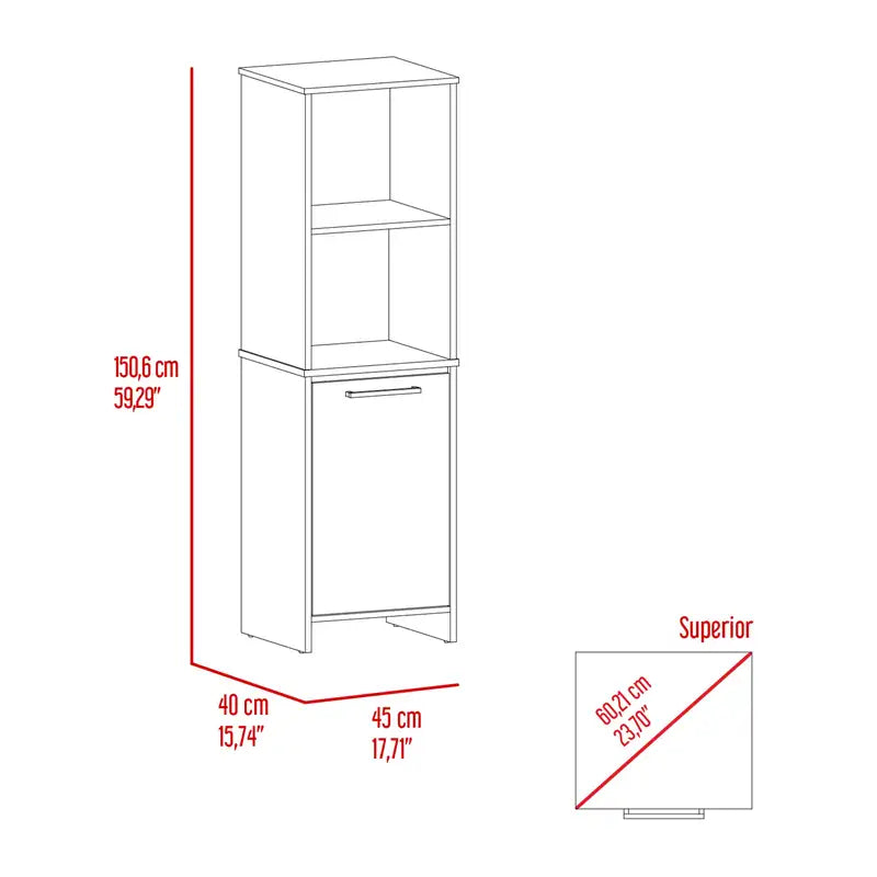 White Kitchen Pantry Cabinet with Shelves - Single Door