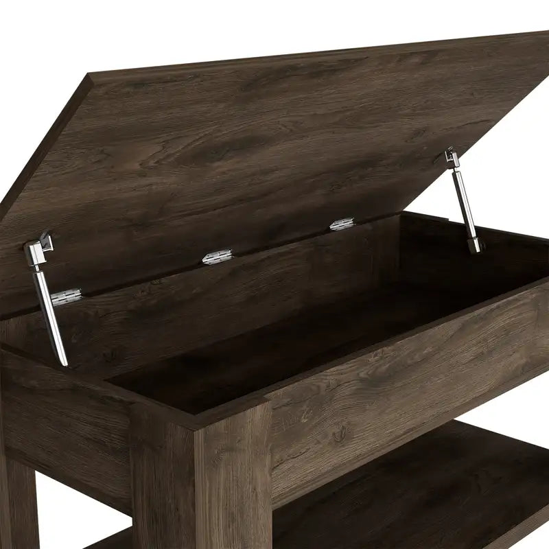 Extendable Storage Table with Lower Shelf - Dark Brown