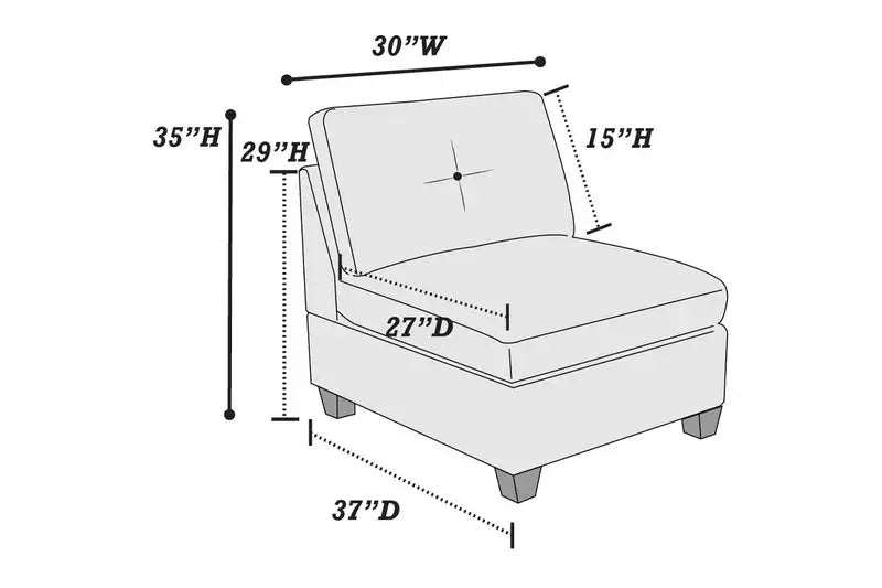 Ash Chenille Armless Chair - Modular Living Room Furniture