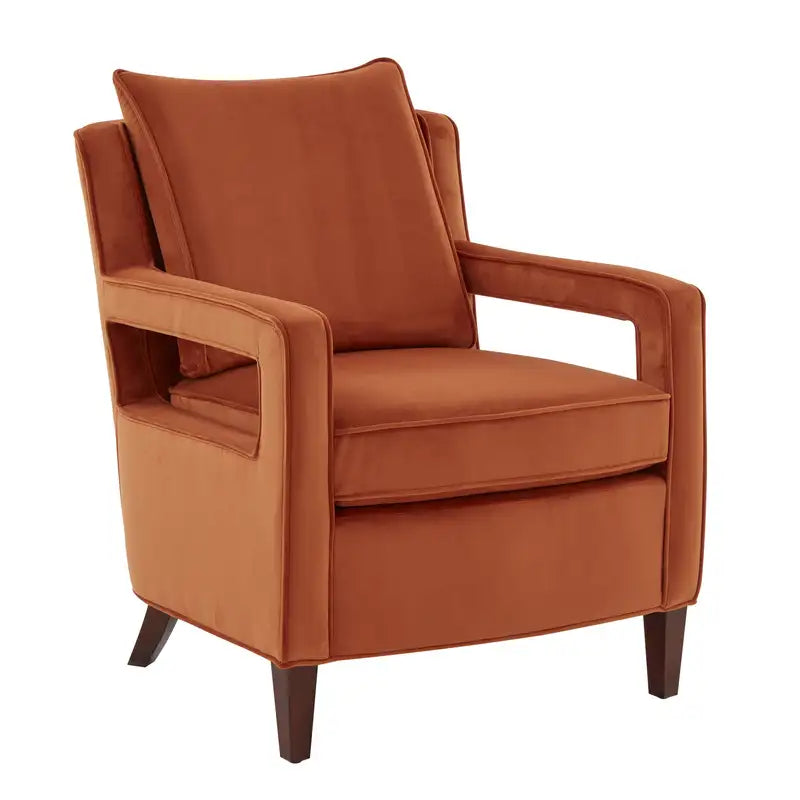 Burnt Orange Velvet Accent Chair - Alina Armchair