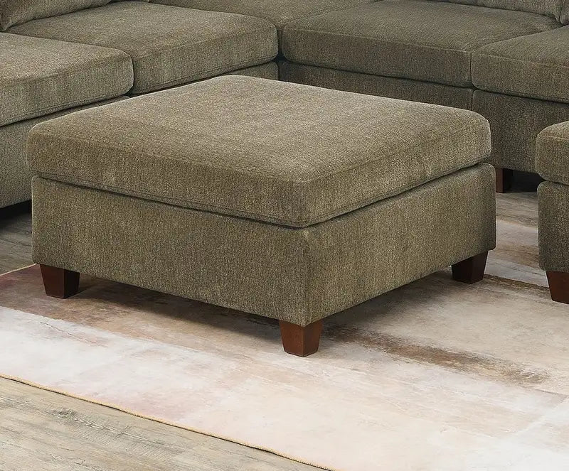 Tan Chenille Modular Corner Sofa Ottoman - Contemporary Living Room Furniture