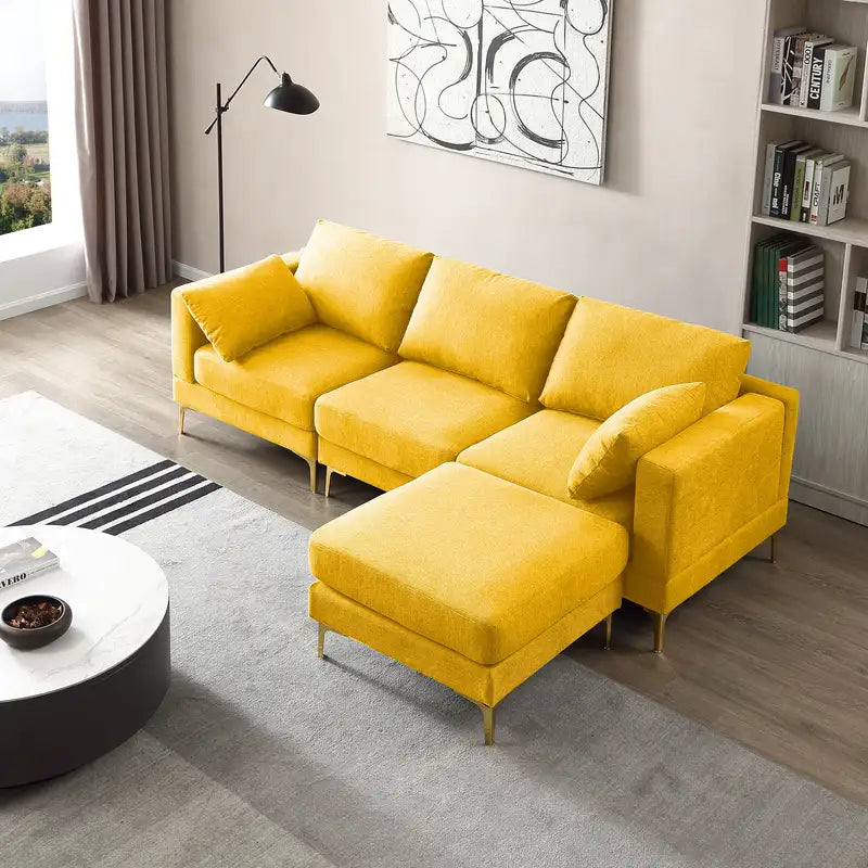 Modern Yellow L-Shaped Sofa - ADF Living Room Furniture