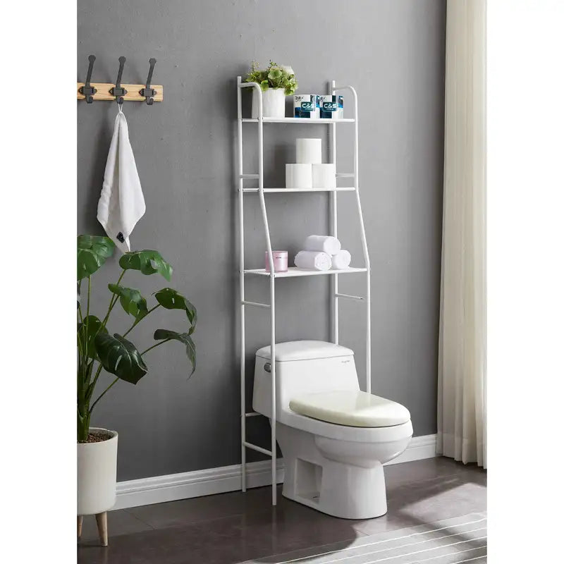 Over-Toilet Storage Shelf, 3-Tier, White, Bathroom Organizer