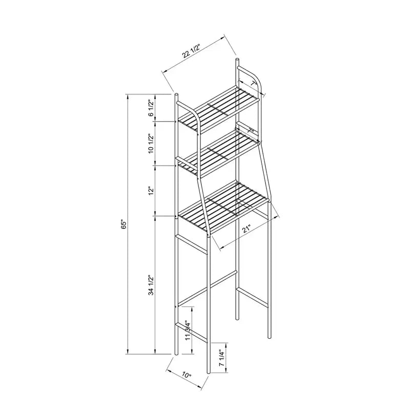 Over-Toilet Storage Shelf, 3-Tier, White, Bathroom Organizer