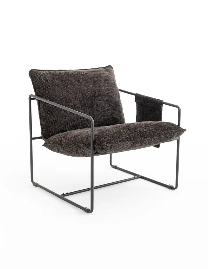 2-in-1 Hanging Chair: Upholstered Armchair with Pocket & Metal Frame - Dark Gray