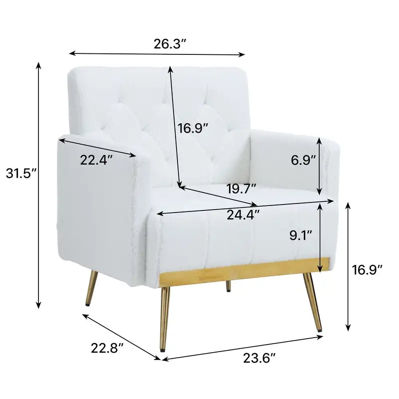 Modern Armchair with Metal Legs - Living Room & Bedroom Sofa