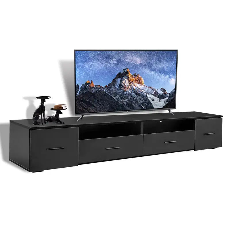 90" Black TV Stand with 4 Drawers - Modern Entertainment Center