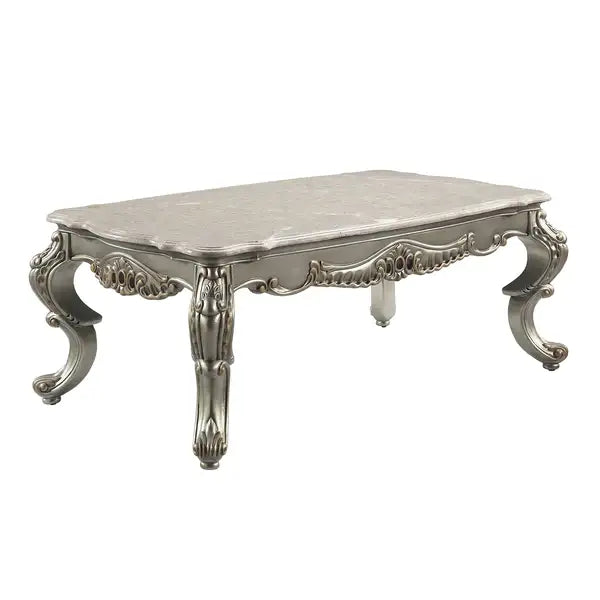 ACME Miliani Natural Marble Coffee Table - Antique Bronze Finish