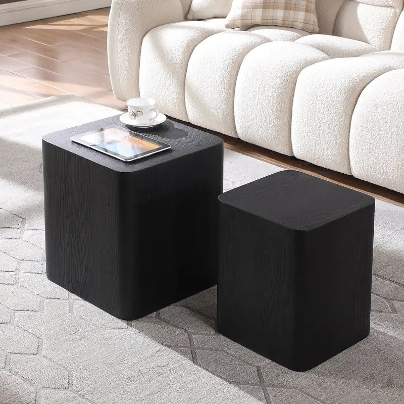 Black Oak MDF Nesting Coffee Tables (Set of 2) - Living Room, Bedroom, Office