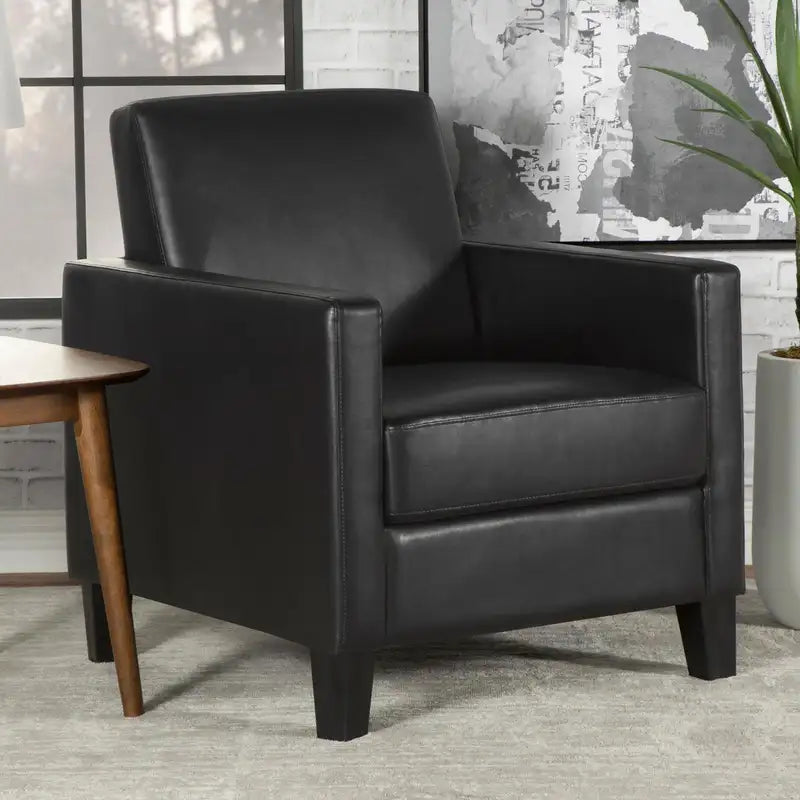 Black Upholstered Accent Chair with Cushion Back