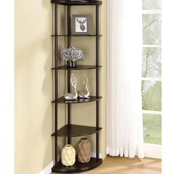 Cappuccino Corner Bookcase: Stylish Storage for Home & Office