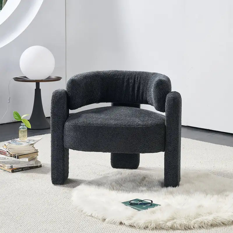 Dark Grey Boucle Accent Chair - 34.65" Wide