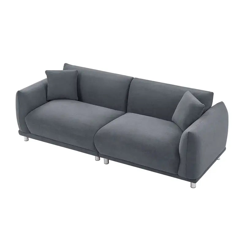 Extra Deep 88" Modern Sofa Couch, Dark Grey, 2 Pillows