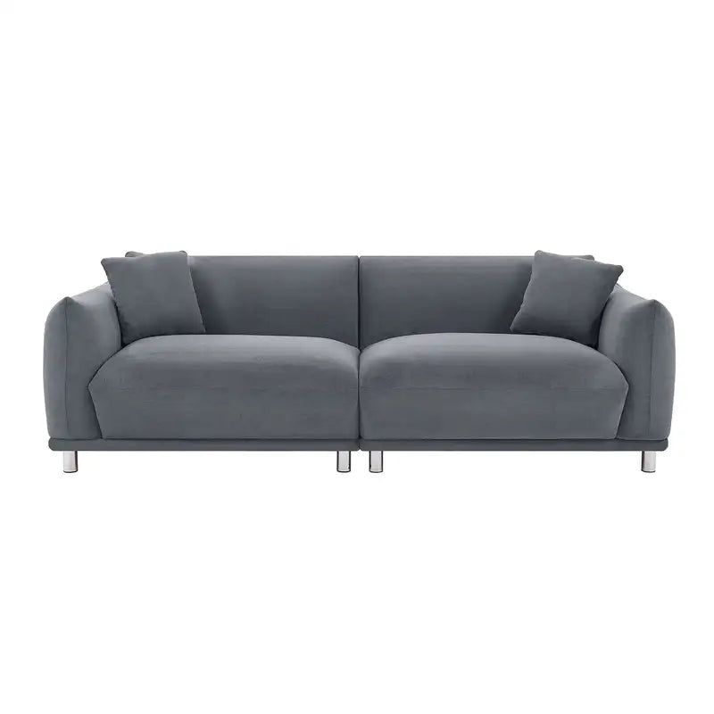 Extra Deep 88" Modern Sofa Couch, Dark Grey, 2 Pillows