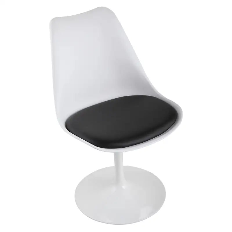 White & Black Swivel Tulip Chair - Cushioned Kitchen Dining Bar Stool