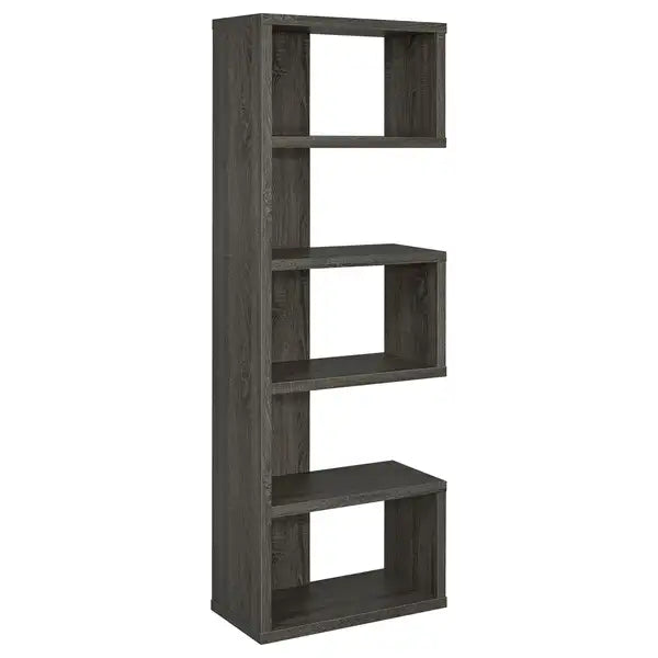 Weathered Grey 5-Shelf Bookcase: Rustic Farmhouse Storage