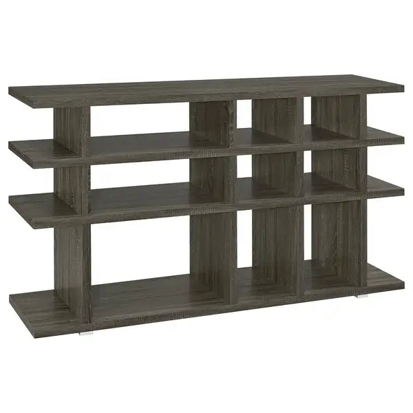 Weathered Grey 3-Tier Open Back Bookcase: Rustic Farmhouse Style Shelf