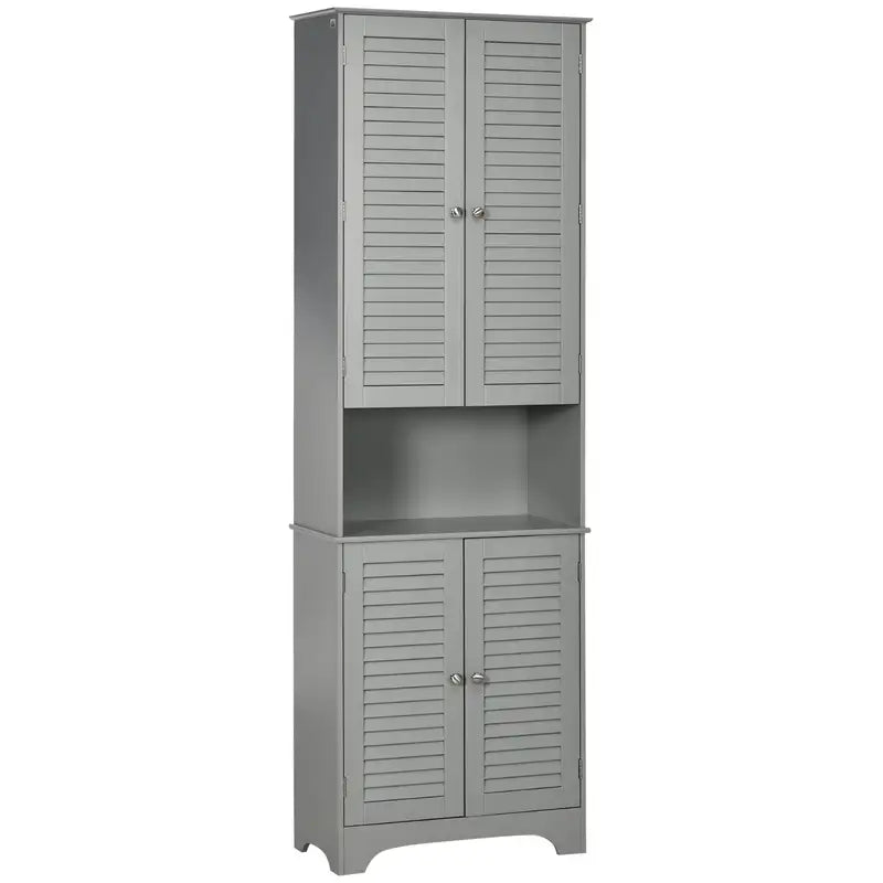 Tall Narrow Bathroom Storage Cabinet with Adjustable Shelves - Gray