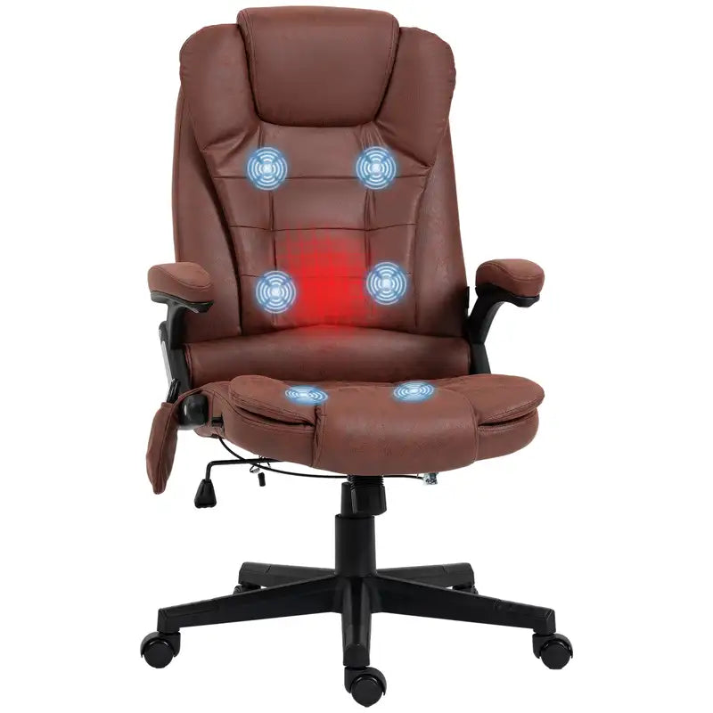 HOMCOM Heated Vibrating Massage Office Chair - Red, High Back, Reclining