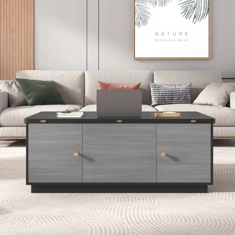 Gray Lift-Top Coffee Table with Storage - Extendable & Modern