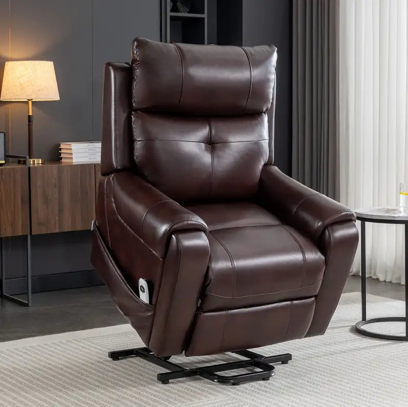 Electric Power Lift Recliner Chair for Seniors - Red Brown