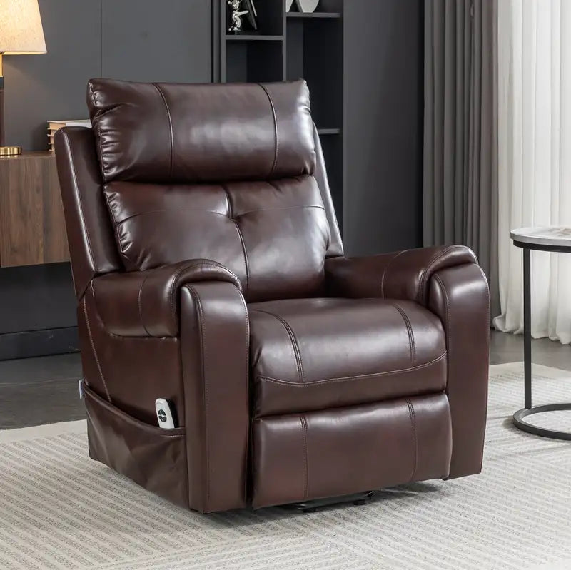 Electric Power Lift Recliner Chair for Seniors - Red Brown