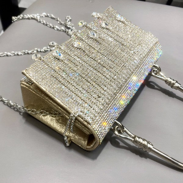 Elegant Rhinestone Fringe Evening Bag - Minihomy