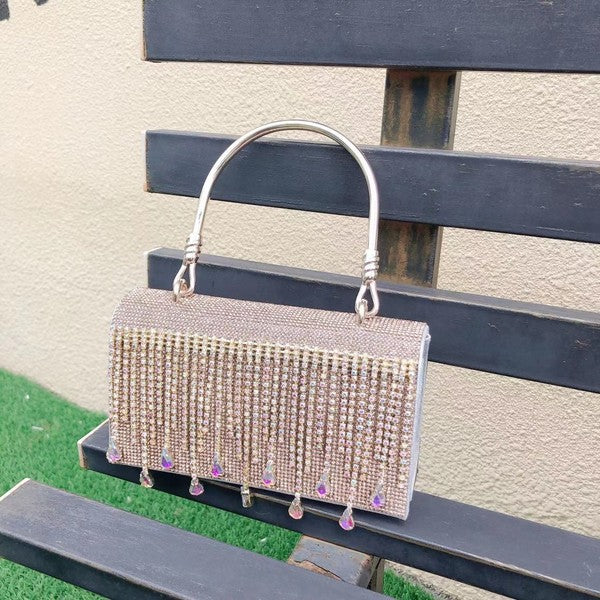 Elegant Rhinestone Fringe Evening Bag - Minihomy