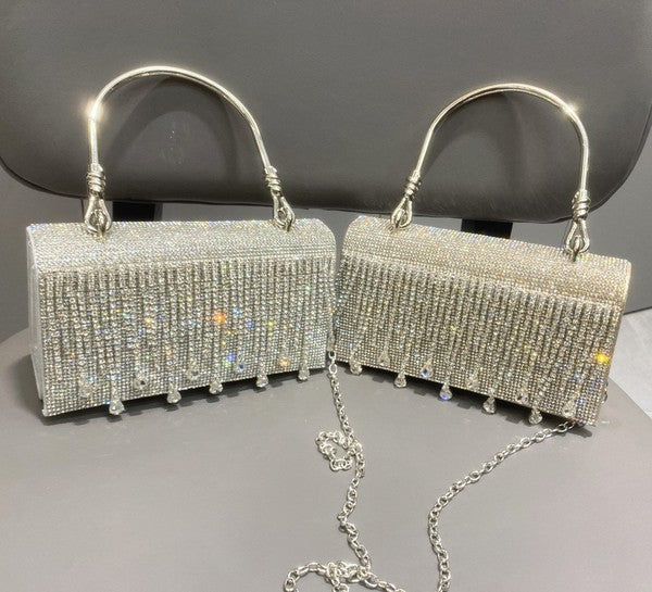 Elegant Rhinestone Fringe Evening Bag - Minihomy