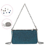 Luxury Rhinestone Clutch Purse Crossbody with Mini Shoulder Bag and Long Chain - Minihomy