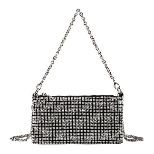 Luxury Rhinestone Clutch Purse Crossbody with Mini Shoulder Bag and Long Chain - Minihomy